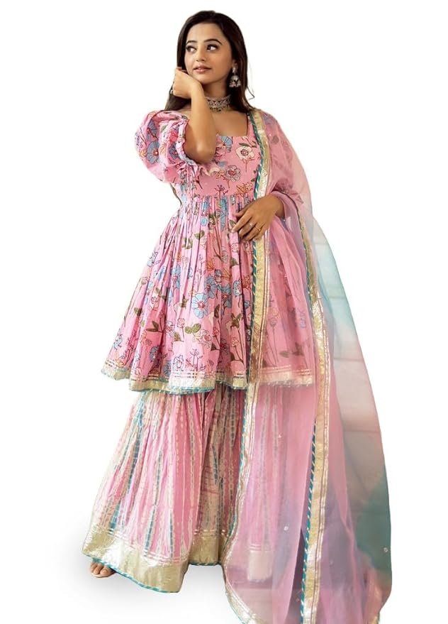 Women Kurta Sharara with Dupatta Set for Women for Wedding