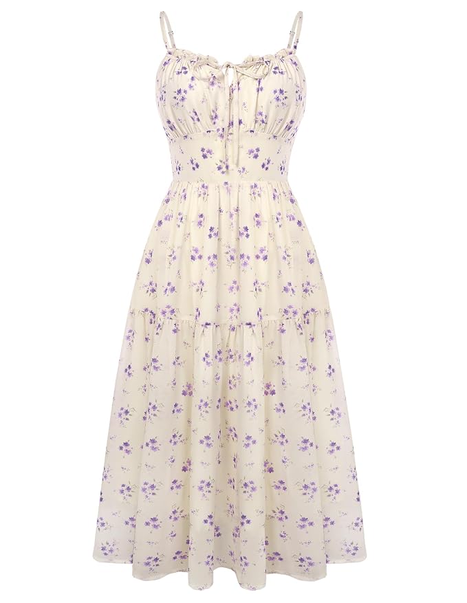 Belle Poque Floral Dress for Women Wedding Guest 2026 Spring Summer Midi Flowy Tea Party A Line Milkmaid Dresses