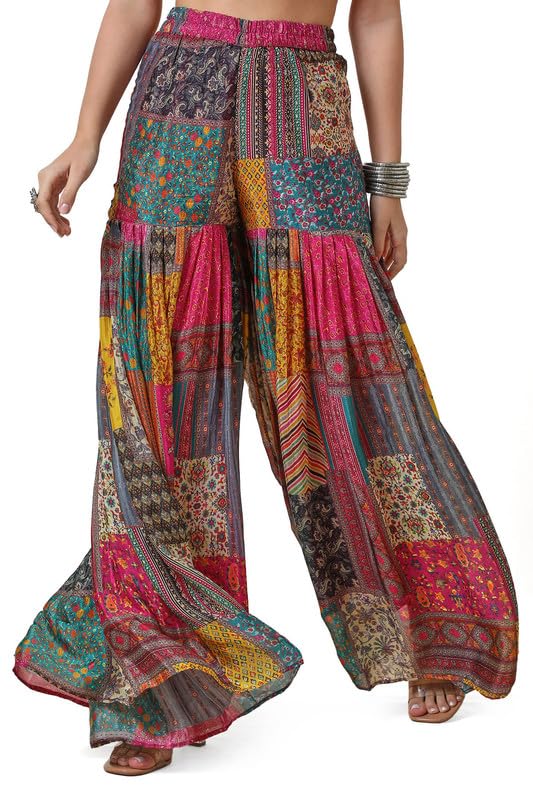 Soch Womens Fuchsia Chinon Abstract Print Suit Set with Zardosi - Image 5