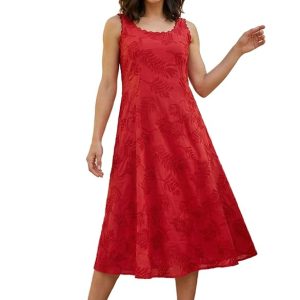 W for Woman Thread Embroidered Pure Cotton A-line Dress