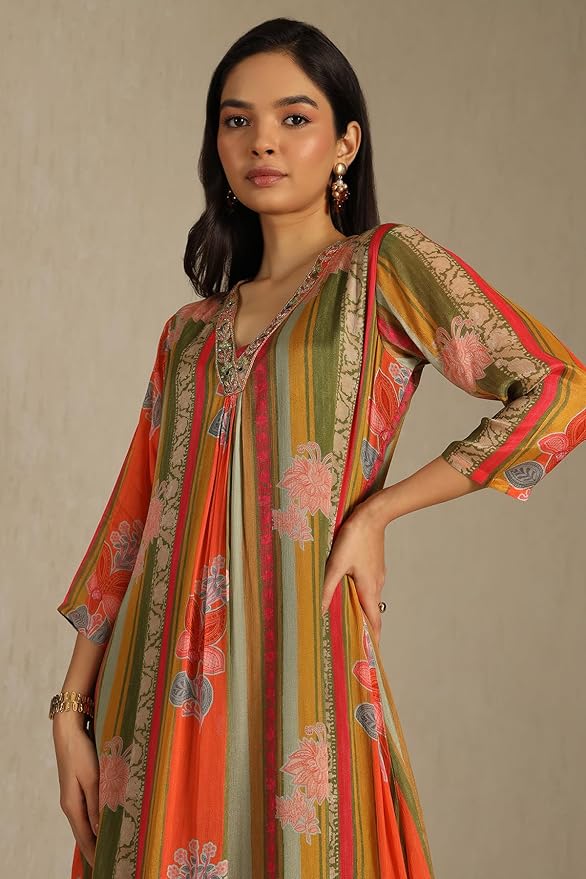 Soch Womens Chinon Floral Dress With Stones And Sequins - Image 6