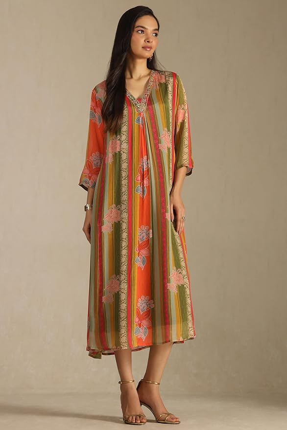 Soch Womens Chinon Floral Dress With Stones And Sequins - Image 5