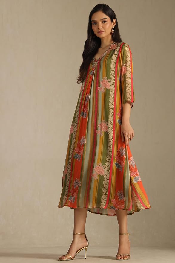 Soch Womens Chinon Floral Dress With Stones And Sequins - Image 2