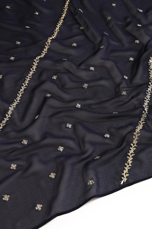 Soch Women's Navy Blue Georgette Zari Woven Gown with Sequins - Image 4