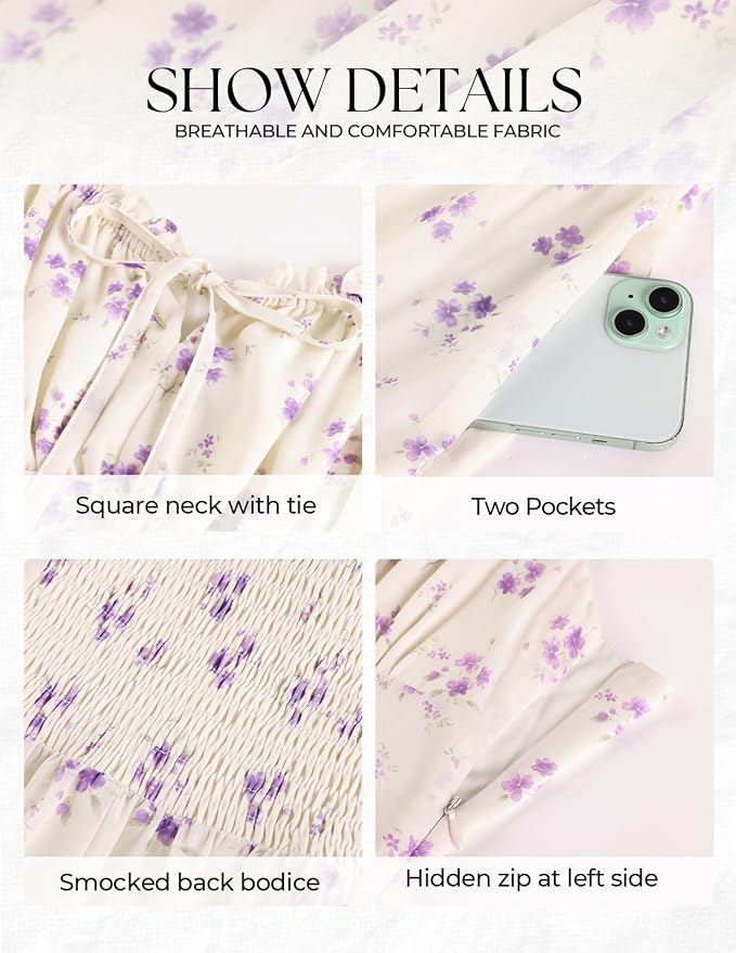 Belle Poque Floral Dress for Women Wedding Guest 2026 Spring Summer Midi Flowy Tea Party A Line Milkmaid Dresses - Image 2