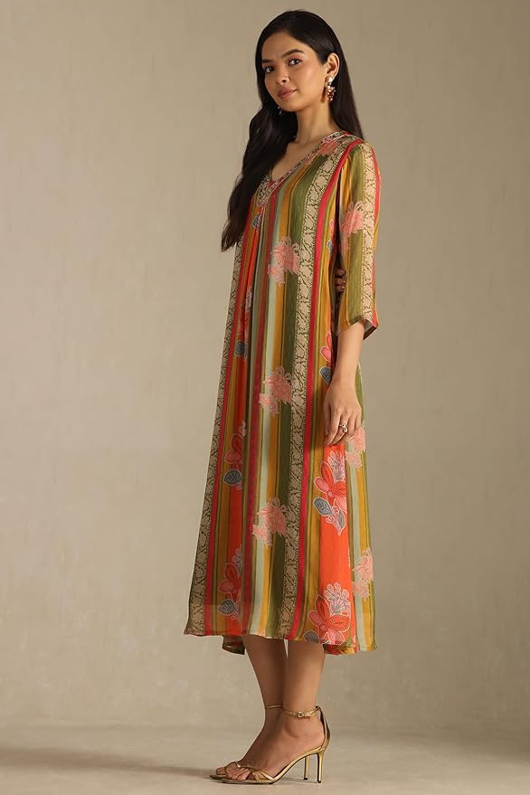 Soch Womens Chinon Floral Dress With Stones And Sequins - Image 3