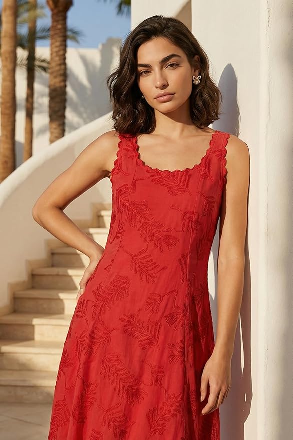 W for Woman Thread Embroidered Pure Cotton A-line Dress - Image 4