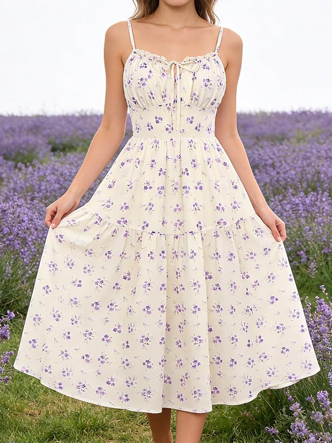 Belle Poque Floral Dress for Women Wedding Guest 2026 Spring Summer Midi Flowy Tea Party A Line Milkmaid Dresses - Image 4