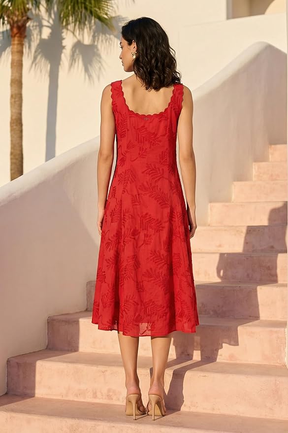 W for Woman Thread Embroidered Pure Cotton A-line Dress - Image 5