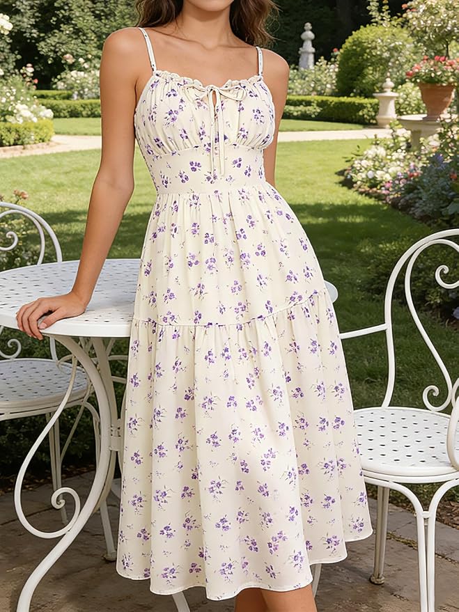 Belle Poque Floral Dress for Women Wedding Guest 2026 Spring Summer Midi Flowy Tea Party A Line Milkmaid Dresses - Image 6