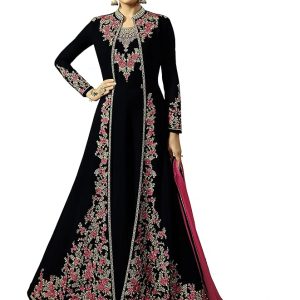 Women's Embroidered Semi-Stitched Anarkali Gown with Dupatta, Georgette, A-Line Flared, Wedding Designer