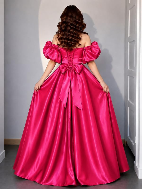 TILISM Womens Full Length Prom Glass Satin Dress - Image 5