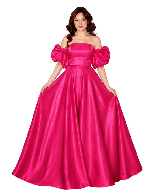 TILISM Womens Full Length Prom Glass Satin Dress