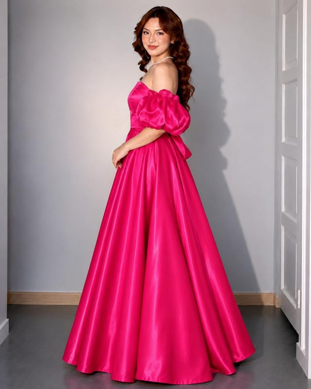 TILISM Womens Full Length Prom Glass Satin Dress - Image 3