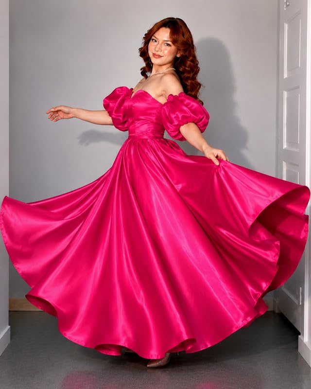 TILISM Womens Full Length Prom Glass Satin Dress - Image 2