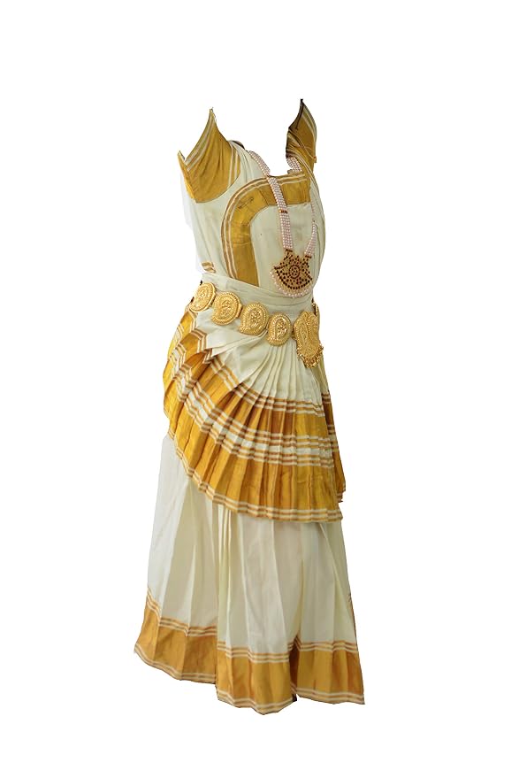 Mudra Dance Costumes Mohiniyattam Readymade Classical Dace Dress Women and Kids Dress for Fancy Dress, Costume Competitions, School Dance Events, Annual Functions - Image 3