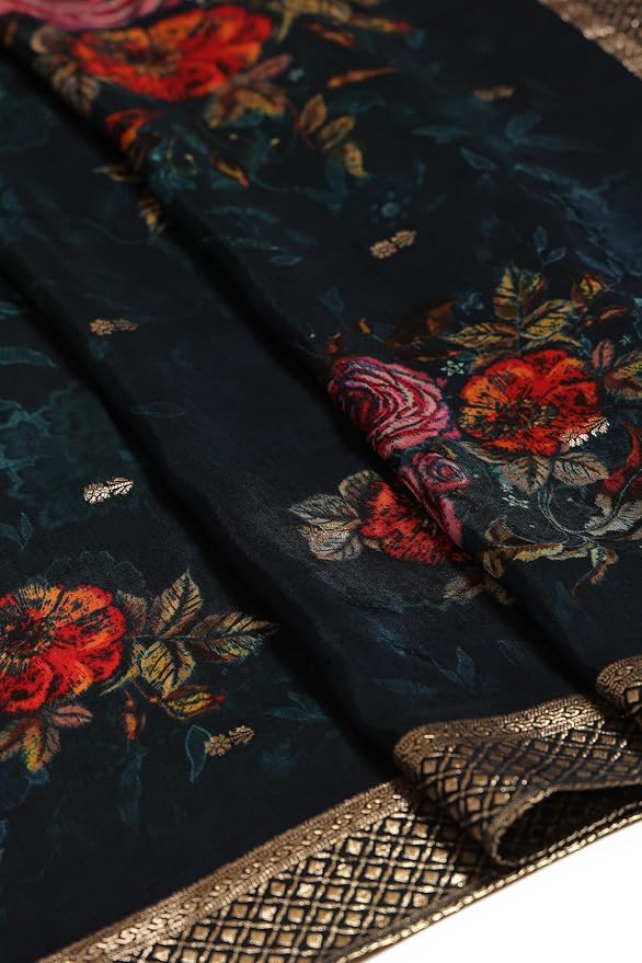 Soch Women Viscose Blend Floral Print Gown with Mirror and Cutdana - Image 4