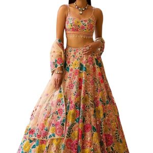 Women's Georgette Semi Stitched Lehenga Choli With Dupatta, Designer Sequin Embroidery Work, Traditional Ethnic Wear Wedding Lehenga for Women
