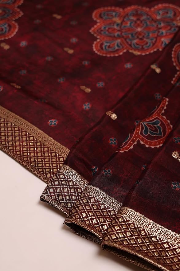 Soch Womens Russian Silk Ethnic Motifs Gown with Mirror and Cutdana - Image 5