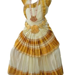 Mudra Dance Costumes Mohiniyattam Readymade Classical Dace Dress Women and Kids Dress for Fancy Dress, Costume Competitions, School Dance Events, Annual Functions