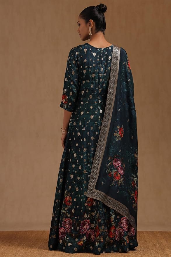 Soch Women Viscose Blend Floral Print Gown with Mirror and Cutdana - Image 5