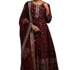 Soch Womens Russian Silk Ethnic Motifs Gown with Mirror and Cutdana
