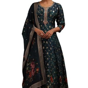Soch Women Viscose Blend Floral Print Gown with Mirror and Cutdana