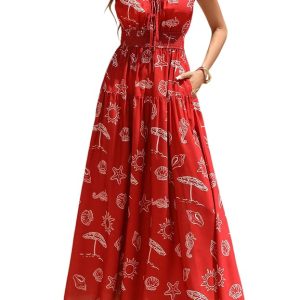 PRETTYGARDEN Women Boho Floral Maxi Sun Dress