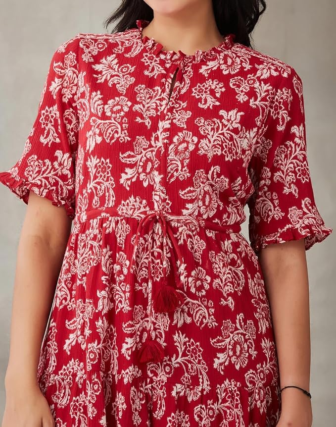 Fabindia Women's Cotton Hand Block Printed Tiered Maxi - Image 5