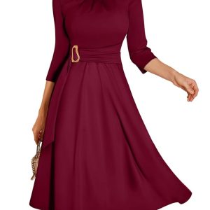 Dressystar Women's Midi Elegant Formal Wedding Guest Dresses for Women