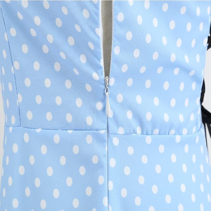 IKADEX Vintage Women 1950s Rockabilly Swing Dress Pinup 50s Retro Hepburn Style Halterneck A-Line Dresses - Image 3