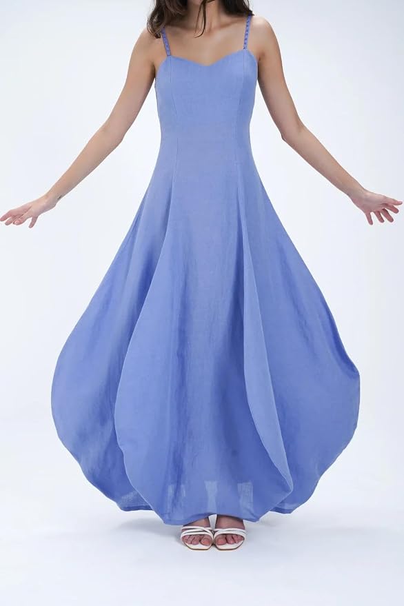 Bleue Volume Linen Sun Dress - Image 4