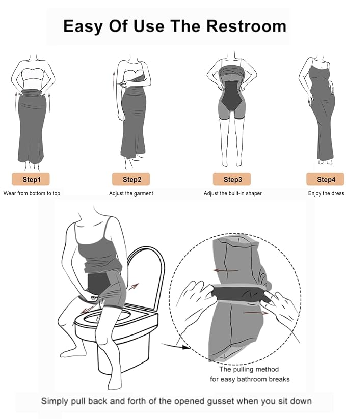 Popilush Shaper Dress Bodycon Maxi/Mini Built in Shapewear Bra 8 in 1 Women Lounge leeveless Backless Dresses, Black-sleeveless Maxi Dress, 3XL - Image 2