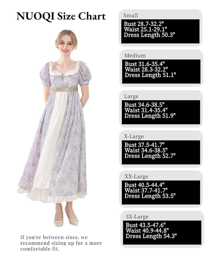 Nuoqi Regency Dress for Women 1800s Empire Waist Victorian Ball Gowns with Shawl - Image 7