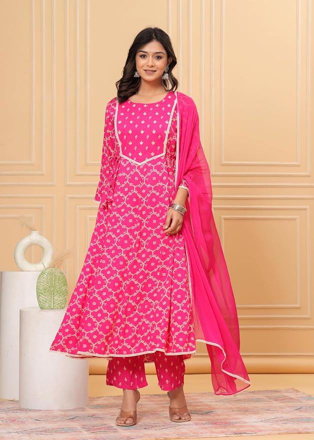 Embroidered Anarkali Kurta set with Dupatta In Rayon fabric Indian Tunic Dress Ethnic Wear Collection For Women - Image 7