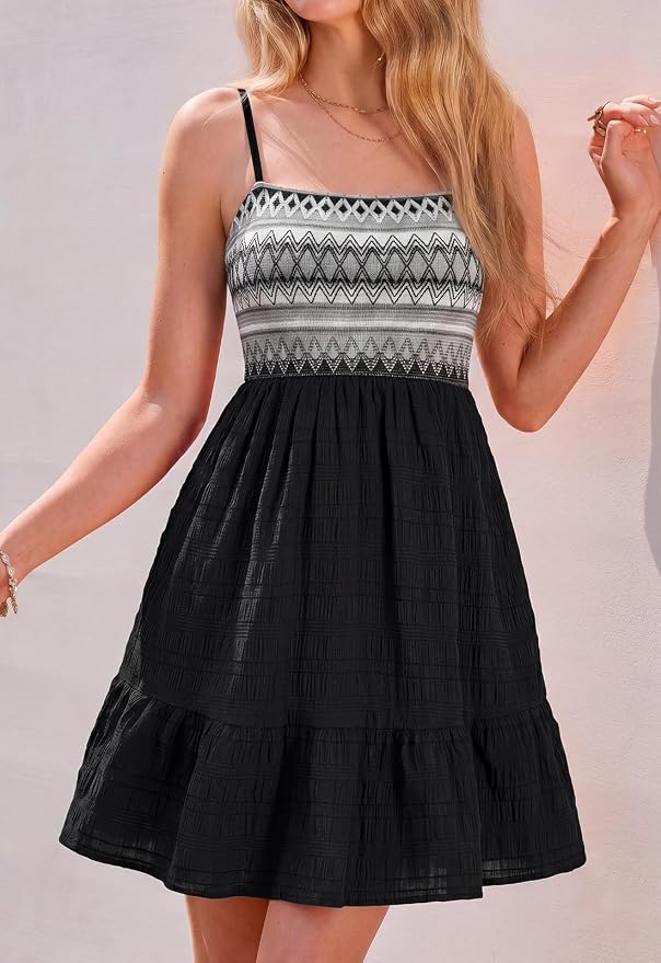 PRETTYGARDEN Womens Summer Dresses 2026 Paisley Spaghetti Strap Sleeveless Smocked A Line Boho Mini Dress with Pockets - Image 5