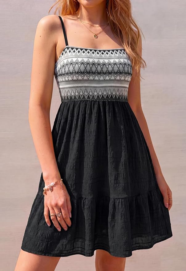 PRETTYGARDEN Womens Summer Dresses 2026 Paisley Spaghetti Strap Sleeveless Smocked A Line Boho Mini Dress with Pockets - Image 6
