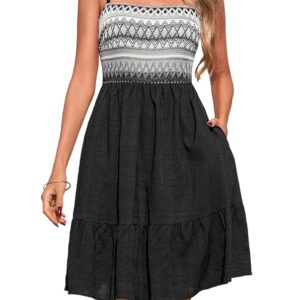 PRETTYGARDEN Womens Summer Dresses 2026 Paisley Spaghetti Strap Sleeveless Smocked A Line Boho Mini Dress with Pockets
